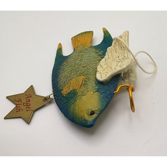 Vintage Angel Fish Christmas Tree Ornament Wings & Hanging Star Nautical Beach - Picture 6 of 7